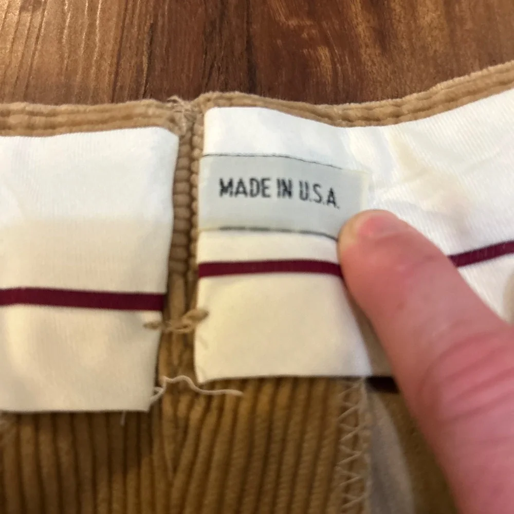 Vintage Nordstrom Mens Corduroy Pants 36x29 Tan Wide Wale Made in USA 80s